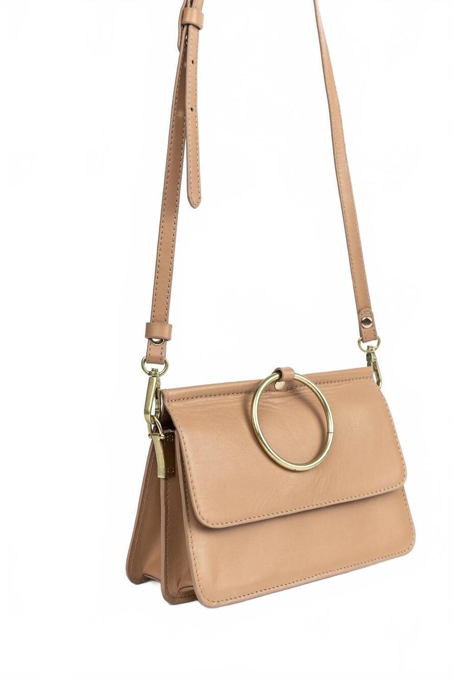 NEW JOY SUSAN women's aria ring wristlet bag in tan